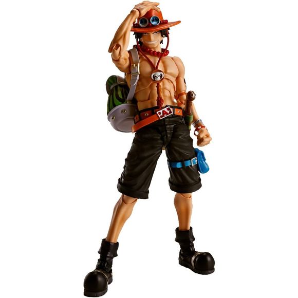 From the anime “ONE PIECE”, Portgas.D.Ace joins the S.H.Figuarts line! Along with impressive articulations, this figure comes with 5 additional face parts, a cloth robe and fire effects.

[Set Contents]

Main body
5 optional left hands parts
4 optional right hand parts
4 optional expressions
Optional hat set
Fire effect set
Backpack
Cloth robe
Cloth scarf
[Bonus Parts]

Optional expression for S.H.Figuarts Monkey.D.Luffy -Romance Dawn-