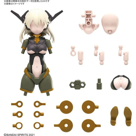 PRE-ORDER: Expected to ship in August 2024

This option parts set for your "30MS (30 Minutes Sisters)" figure kit from Bandai includes a body in a tactical costume, two types of head parts (FP-I type), and two unprinted faces. Hairstyle and headgear parts are also included. Using this set in combination with Bandai's "30MS" general-purpose decals will allow you to create your own original character! Order yours today!

[Set Contents]:

Body parts (x1 set)
Joint parts (x1 set)
Unpainted face parts (x2)
Head