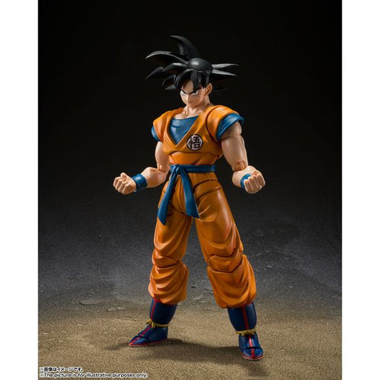 Son Goku as seen in the 2022 film "DRAGON BALL SUPER : SUPER HERO" rejoins S.H.Figuarts, with all new expression parts and coloring!

Stands approximately 5.5" tall.

[Set Contents]

Main Body
Three optional expression parts
Three left and four right optional hands