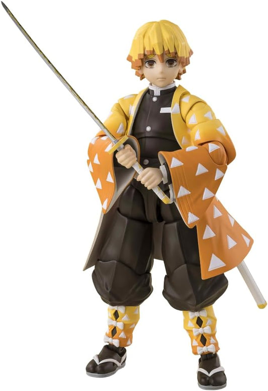 Agatsuma Zenitsu has arrived to S.H.Figuarts. With its incredible range of motion, you can even recreate his "bolt flash" pose. [Set Contents] Main Body, Interchangeable wrist parts: 4 left, 3 right, Interchangeable facial parts: 4, Nichirin sword, Sheath [Bonus parts] Interchangeable facial parts for "S.H.Figuarts Kamado Tanjiro" (sold separately)