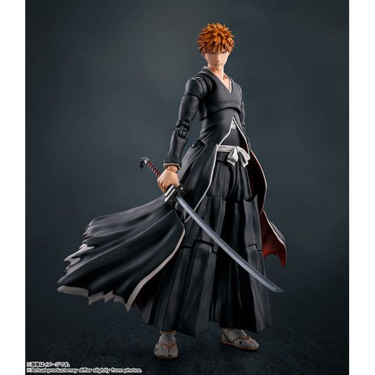 PRE-ORDER: Expected to ship in August of 2025

Ichigo Kurosaki of "Bleach," in his merged Hollow form, comes to S.H.Figuarts!  This figure adopts a movable mechanism that emphasizes reproducing the movement of the Shihakusou in battle. Also included is the series' first ''Getsuga Tensho'' effect parts, as well as various expression parts such as ''ichigo's hollow mask parts