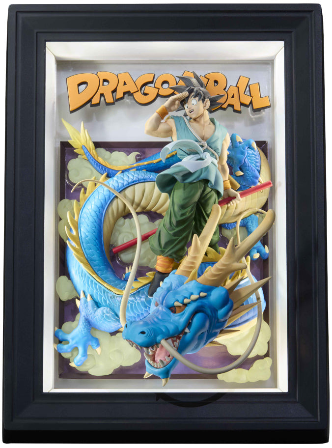 PRE-ORDER: Expected to ship in December of 2025

Bandai's new "Tamashii Art" lineup brings us awesome 3D paintings that can be hung on the wall! The first release is a 3D version of the cover art from the final chapter of the iconic "Dragon Ball," with Son Goku and a magnificent dragon similar to Shenron. The design and coloring are amazingly detailed, and it's equipped with LED lights inside the frame that light up when you touch the sensor on the top.

Measures approximately 10.8 inches tall

Requires thr