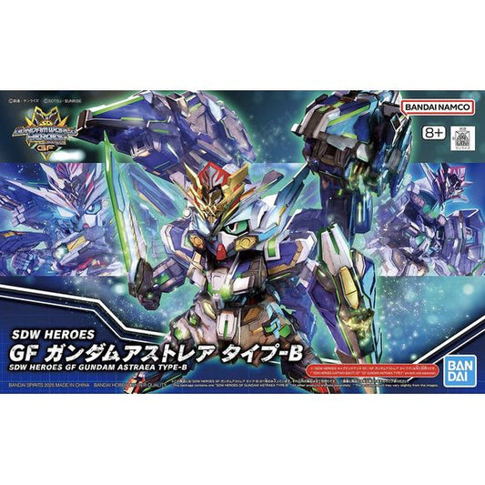 he Gundam Astray Type-B gets a new super-deformed "SDW Heroes GF" model kit from Bandai! It's equipped with a large, super-voluminous weapon on its back; the high-density mechanical design unique to "SD Gundam" is expressed in detail with precise modeling. The beam saber can be attached to its shield, too!
