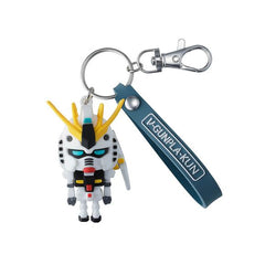 The three-dimensional mascot keychain of the character Nu Gundam or "V-kun" that conveys the fun of GUNPLA is now available as a keychain part with a rubber charm and a name band!