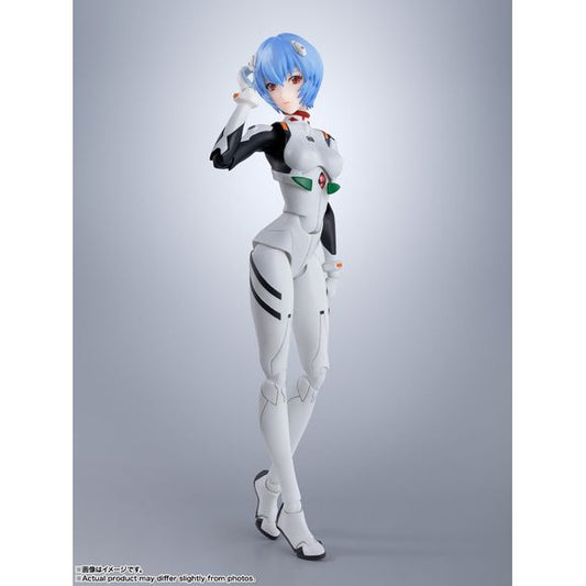 PRE-ORDER: Expected to ship in January of 2026

Bandai commemorates the 30th anniversary of the "Evangelion" TV series with this new S.H.Figuarts figure of Rei Ayanami in her plug suit, as seen in "Evangelion: New Theatrical Edition"! This amazing set includes a total of six interchangeable faces, plus a dedicated base for display!