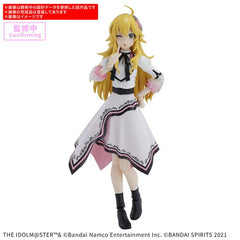 Miki Hoshii from "The IdolM@ster" joins the "30MS (30 Minutes Sisters)" action-figure model-kit series from Bandai! This all-in-one set allows you to build a complete, incredibly cute character in the 20th anniversary costume "You And Ai!"! Three types of tampo-printed facial expressions are included; the color coding inside the mouth is reproduced by parts division. You can use parts replacement to display her without her hair accessory.