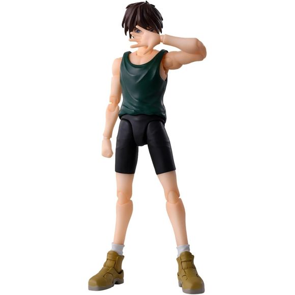 From "Mobile Suit Gundam Wing", the main character "Heero Yuy" appears in S.H.Figuarts. He appears in his signature outfit from the second episode of the series. Included are a pistol, explosion switch, and replacement arm and leg parts with blue bandages made from Relena's dress from the series. Stands 5.12 inches tall (13cm).

Includes:
4 Pairs of interchangeable hands
4 Interchangeable face plates
Handgun
Blast switch
Arm parts with bandages
Leg parts with bandages
