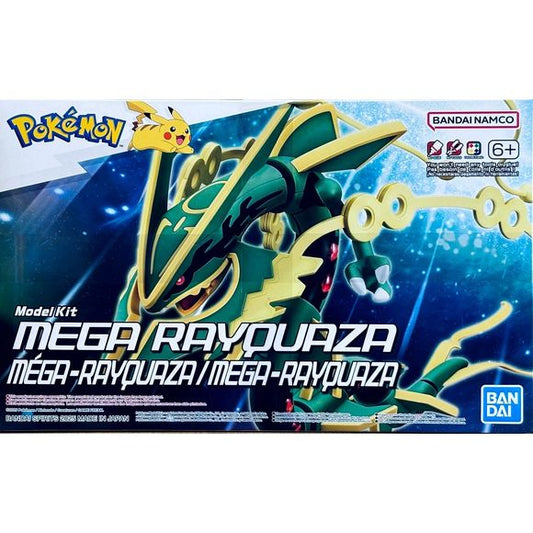 Mega Rayquaza from "Pokemon" joins Bandai's "Pokemon Plamo Collection Select Series" model-kit lineup! This incredible figure will be a high point in your collection, and it comes with a base and stickers for its markings. Place your order today!

[Includes]:

Base
Stickers
