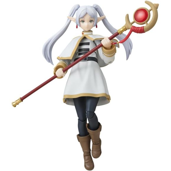 Frieren from "Frieren: Beyond Journey's End" is joining the "S.H.Figuarts" action-figure lineup from Bandai! She comes with a wide variety of interchangeable facial expressions and hands, as well as magic effect parts. Her cape and skirt are made of a soft material so they won't interfere with her poses, too. Order her for your own collection now!

[Figure Size]: Approximately 14cm tall
[Materials]: PVC, ABS