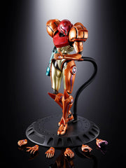 From the latest title Metroid Prime 4: Beyond, Samus Aran is brought to life as a CHOGOKIN release!

The Varia Suit in a state imbued with distinctive psychic abilities is recreated with a weighty finish using die-cast parts. Realized at a large scale, approximately 210 mm in height, enabling dynamic action poses. LED units are built into the Arm Cannon and chest, letting you enjoy light-up gimmicks across multiple sections. 

8.26 inches (21cm) tall.