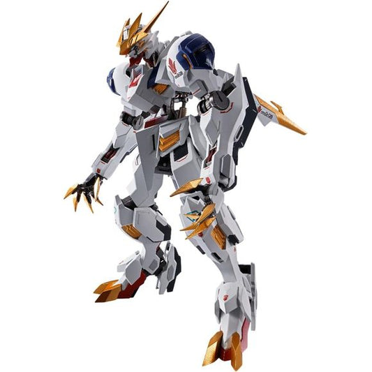 The first Mobile Suit from "Iron Blooded Orphans" joins METAL ROBOT SPIRITS!

The Gundam Barbatos Lupus Rex features the highest proportion of diecast metal parts in METAL ROBOT SPIRITS history. Highly posable and faithfully designed to accurately capture its onscreen appearance, this is the ultimate figure of the mechanical character.  5.90 inches (14.98cm) tall.

[Set Contents]

a pair of hands
giant mace
two leg "pile bunkers," two hidden arms
two tail-blade cables
eye effect parts
and a stand