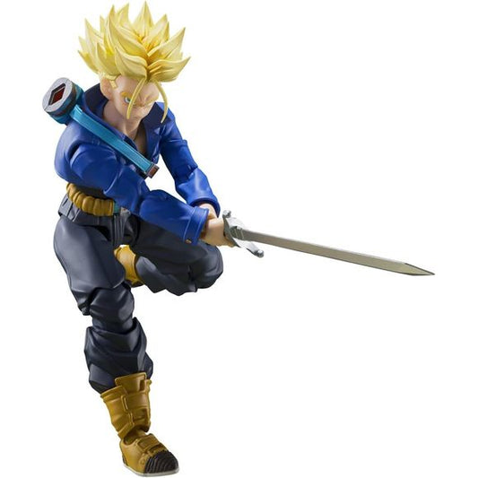 Super Saiyan Trunks from "Dragon Ball Z" gets a new "S.H.Figuarts" action figure from Bandai! He features the same new shoulder joint structure adopted for the S.H.Figuarts Super Saiyan 4 Son Goku, and his jacket is made of soft materials so it won't get in the way of epic sword poses. Three interchangeable faces are included, as are interchangeable hands, as well as a "Normal Trunks" head and a sword with scabbard. Order this legendary hero for your own collection today!

[Figure Size]: Approximately 14cm