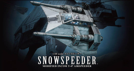 The Snow speeder as featured in "Star Wars: the Empire strikes back" Has been faithfully recreated as a 1/48 scale model kit utilizing Bandai's patented four color injection process that allows for construction of highly detailed parts that are Color molded reducing the need for paint.  snow wing includes 2 1/48 seated figures, 2 canopy types (clear plastic or frame)  collect multiple fighters to form your own squadrons! A nipper or sprue cutter (sold separately) is required for assembly, but does not requi