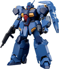 As seen in "Mobile Suit Gundam: Hathaway's Flash" GUSTAV KARL TYPE-00 has arrived, equipped with all-new movable features and gimmicks!

A movable axis is installed in the arm of the flexible shield on the left shoulder to allow for a variety of poses; the hip joint connection axes of both legs slide to promote bold leg movement. The beam rifle or bazooka can be mounted to its backpack, and the beam saber grip can be stored in the side armor.