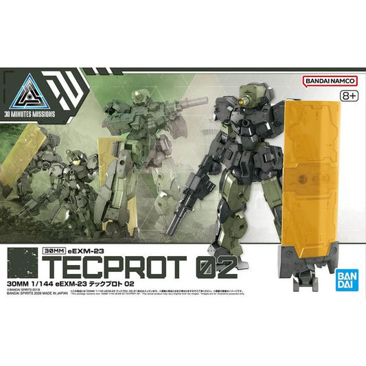 The Earth Federation Forces' mass-produced security-type Tech Proto (Tecprot), also used to maintain peace on Earth, is now part of Bandai's "30MM (30 Minutes Missions)" lineup!

Once completed the Tech Proto can be displayed in a light armor form by removing some of the armored parts. The scope visor can be open or closed. Among the accessories are a large shield; new production techniques allow the shield design to be reproduced as a standalone part.