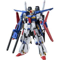 Hajime Katoki supervised Bandai's newest "Master Grade" Gunpla kit -- make way for the Full Armor ZZ Gundam, Ver. Ka, from "Mobile Suit Gundam ZZ"! The add-on armor can be rearranged to attach the Hyper Mega Cannon; you can also remove the add-on armor to recreate the Enhanced ZZ Gundam. The add-on armor parts have been carefully adjusted to fit the mech's main body, achieving proportions that don't give it a bulky impression. The Double Beam Rifle can be attached to the forearm, or held in the hands; the H