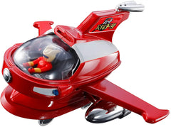 Following the release of the Hover Pileder, the upgraded Jet Pileder from Mazinger Z joins Bandai’s Popynica series!

Featuring a substantial die-cast body, the Jet Pileder is equipped with a large silver-plated jet engine that gives the compact vehicle an impressive metallic finish. The crimson wings can fold 90 degrees backward, while the left and right jet nozzles retract into the body, allowing the Jet Pileder to dock with the head of the Invincible Champion Jumbo Machineder Mazinger Z (sold separately)