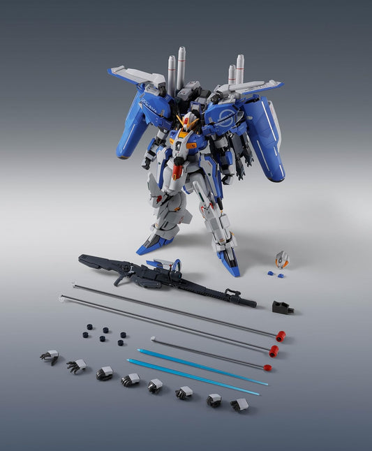 From Ka Signature comes the Ex-S Gundam, featuring its distinctive splitter camouflage and an alternate head with red eyes for when the A.L.I.C.E. system is activated!

Under the supervision of Hajime Katoki, the Ex-S Gundam joins Ka Signature with blue splitter camouflage paint, plus a head part representing the red-eyed state during A.L.I.C.E. activation. You can recreate poses wielding the Beam Smart Gun and scenes with the INCOMs deployed. 5.9 inches (15cm) tall.