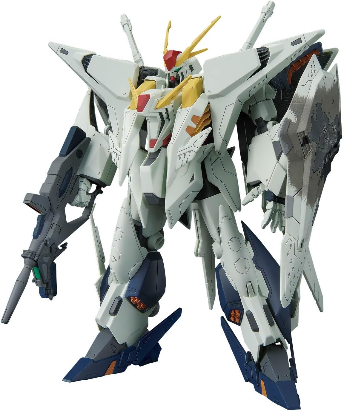 The Xi Gundam from "Mobile Suit Gundam Hathaway: The Sorcery of Nymph Circe" is now joining the 1/144-scale "HGUC" model-kit lineup from Bandai, complete with newly designed weapons! The Gundam face which appeared at the end of the film can be reproduced with interchangeable parts; a newly designed beam rifle barrel holder, damaged shield, and manipulator hands are all included. This kit can be transformed into two forms -- MS form and flight form.