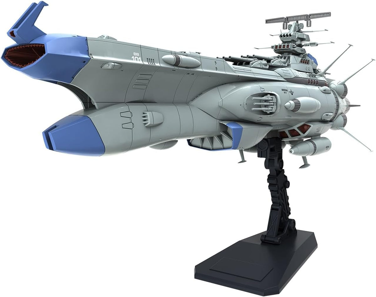 Add the impressive Arizona-class Space Battleship Arizona from Be Forever Yamato: Rebel 3199 to your collection with this detailed 1/1000 scale model kit from Bandai!

Featuring an all-new molded hull, this display model faithfully recreates the Arizona’s distinctive design with intricate surface detailing throughout. Both the main and secondary gun barrels are articulated, while included positron shock wave effect parts let you recreate dramatic main-gun firing scenes.

An adjustable display base provides