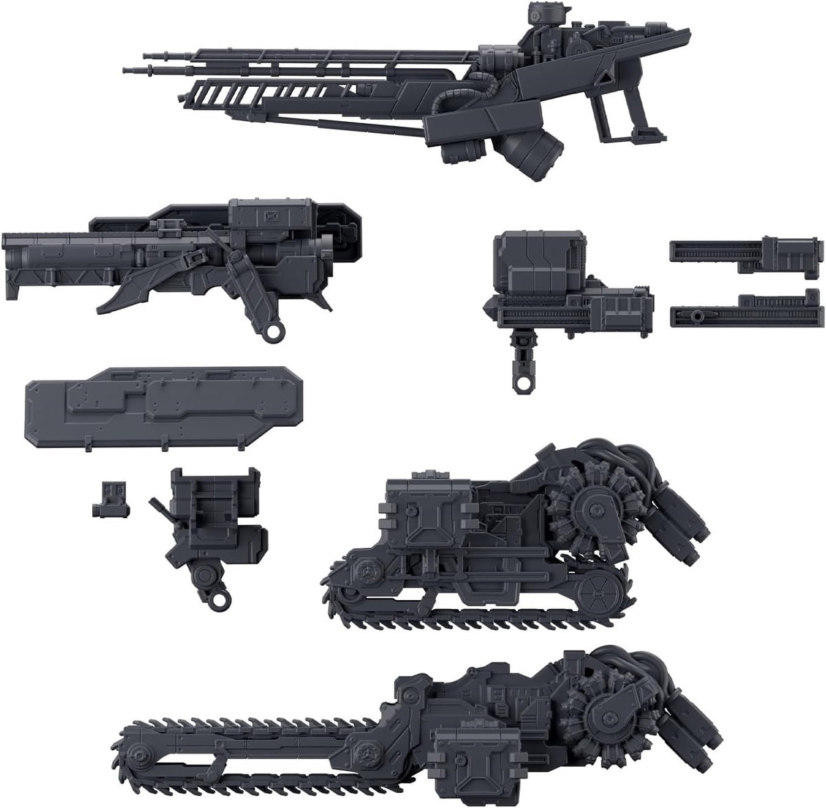 Bandai adds a selection of weapons from "Armored Core VI: Fires of Rubicon" to their "30M (30 Minutes Missions)" model-kit series! This set includes a variety of weapons, including the distinctive chainsaw melee weapon. The weapon, which changes shape when equipped, comes with separate parts for selective assembly.