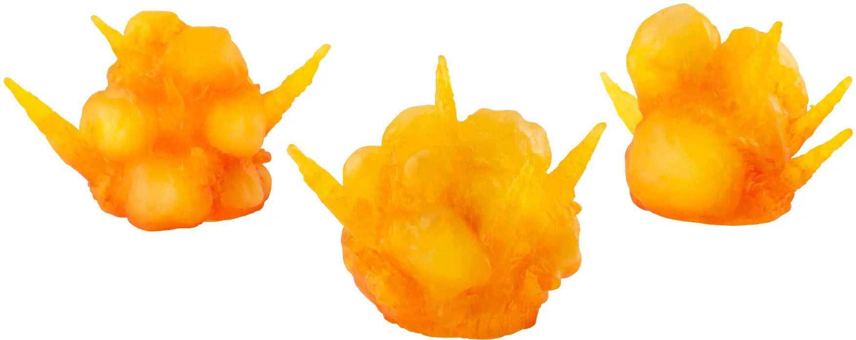 Bandai's "Tamashii Effect" series introduces the "Explosion" effect part, recreating the moment of a powerful explosion! Use it to recreate heroic scenes or battle scenes with your "S.H.Figuarts" or other action figures. Smaller explosions with different shapes can be combined with the Tamashii Stage (sold separately) to create an even larger explosion effect! This item comes in a set of three.

Figures and tamashii stage items shown not included (sold separately).
