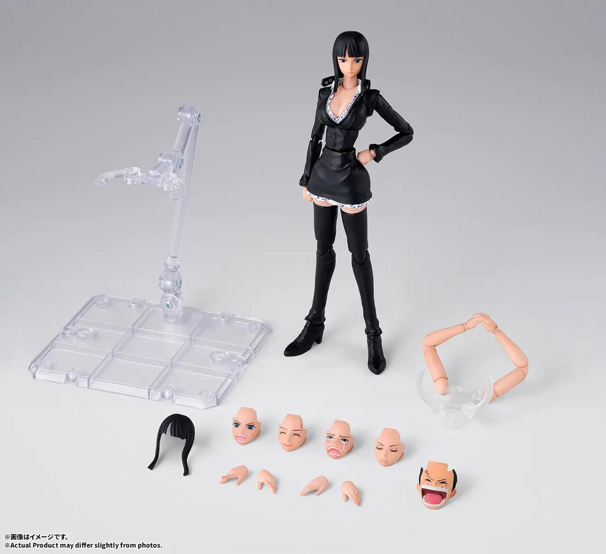 PRE-ORDER: Expected to ship in January of 2027.

'Nico Robin - Enies Lobby' - joins the S.H.Figuarts action figure series! From the TV anime "ONE PIECE," Nico Robin in her Enies Lobby arc outfit appearsas in an all-new sculpt! An outstanding range of motion enables dynamic posing. Includes plentiful expression parts and option parts to recreate Robin’s technique, “Clutch”! 6.1 inches (15.5cm) tall. Includes: 4 Interchangeable expression parts, 2 Pairs of interchangeable hand parts, Interchangeable hair (ban