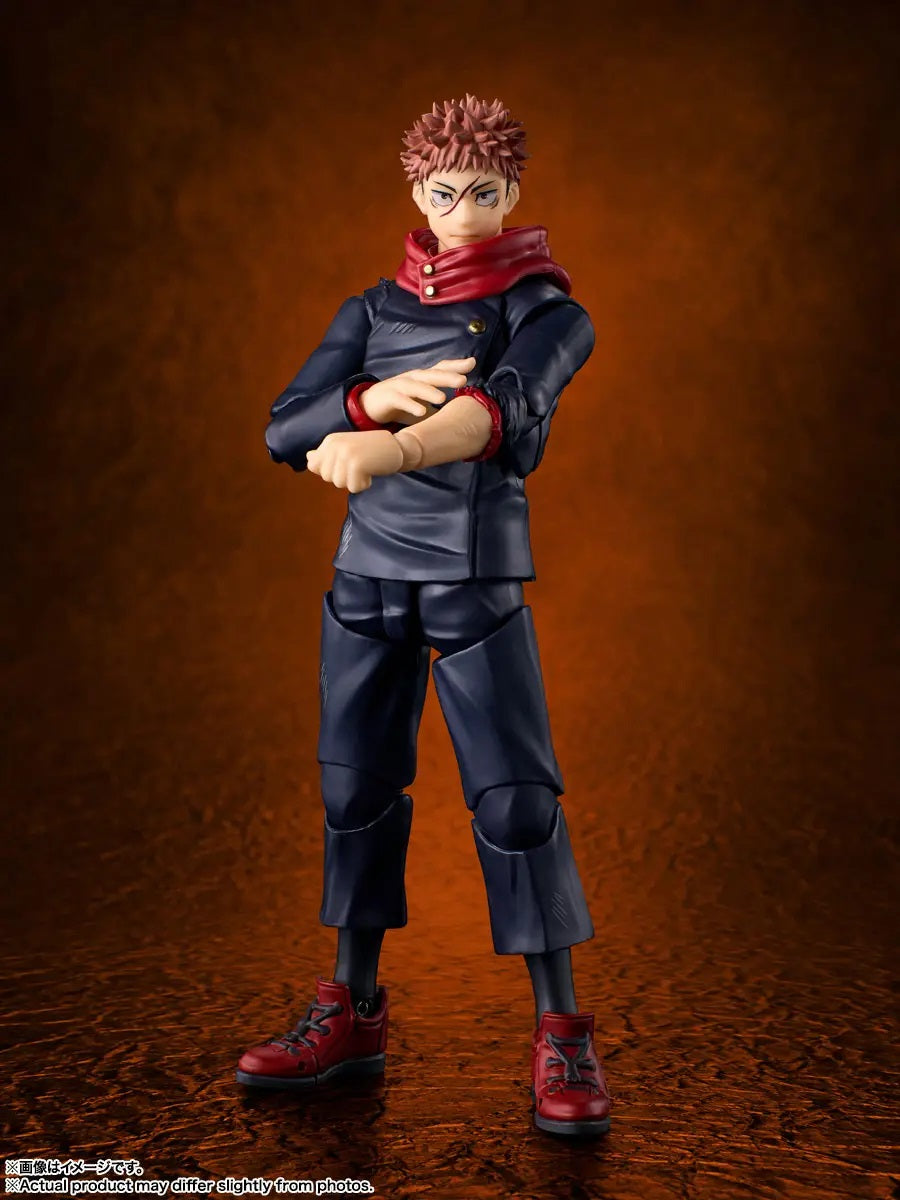 PRE-ORDER: Expected to ship in December of 2026.

Yuji Itadori from the TV anime "Jujutsu Kaisen" returns to Bandai's "S.H.Figuarts" action-figure lineup, as he appeared after he unleashed 120 percent of his latent potential during the fierce battles of the Shibuya Incident arc! Thanks to a newly sculpted head and interchangeable hair parts, you can recreate a wide variety of scenes and dynamic poses; three different facial expressions are included too. His outfit has been partially retooled with new sculpt