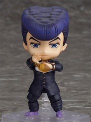 "From the anime series "JoJo's Bizarre Adventure: Diamond is Unbreakable" comes a Nendoroid of the mild-mannered (except for when someone insults his hair) protagonist Josuke Higashikata! The figure is fully articulated so you can display him in a wide variety of poses. He comes with three face plates including his gentle standard expression, his "Dora Dora" expression shown in the heat of combat and his smiling expression.

For optional parts, he comes with his school bag, his comb and a lottery ticket.