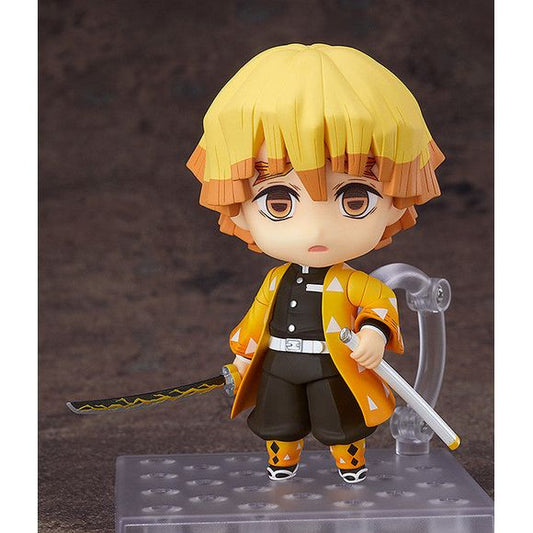 From the popular anime series Demon Slayer: Kimetsu no Yaiba comes a Nendoroid of Zenitsu Agatsuma, the Demon Slayer who mastered Thunder Breathing! The figure includes four face parts including a standard expression, a sleeping expression, a blushing expression and a startled expression. Optional parts include his Nichirin Blade along with interchangeable bent legs parts and effect parts to recreate the moments immediately before and after unleashing his lightning-fast Thunder Breathing First Form: Thunder