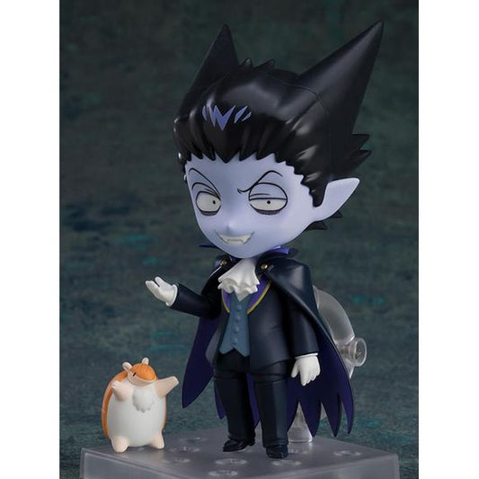 From the anime series "The Vampire Dies in No Time" comes a Nendoroid of the prestigious vampire Draluc and his friend John! He comes with three face plates including a standard expression, a hedonistic delighted expression and a crying expression. He can be displayed holding John with the use of included special parts. Accessories include a game console, a miniature figure of Draluc successfully transformed into his bat form and a pile of dust following one of Draluc's quick deaths. Be sure to add Draluc a