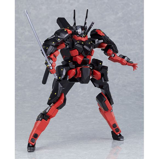 MODEROID Kuromukuro joins the battle without hesitation! From the anime series "Kuromukuro" comes the long-awaited first plastic model kit of the main mecha Kuromukuro! The unique anime style of the mecha has been carefully preserved in plastic model form. The model features unique articulated joints faithfully based on its design from the anime series. Kuromukuro’s super vibrating blade can be displayed unsheathed from its scabbard. The cockpit block of the mecha—”The Cube”—can also be removed. (The Cube i