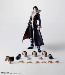 PRE-ORDER: Expected to ship in March 2027.

The cool appearance of the Phantom Troupe’s leader is recreated just as imagined in the series! The leader of the Phantom Troupe, notorious across the world, is recreated with a variety of facial expression parts, the conjured book, and interchangeable hand parts. You can reproduce many scenes from the series, including Nen-activating action poses and his iconic pose with a hand inside his cloak. 6.1 inches (15.5cm) tall.

Includes:
Chrollo Lucilfer figure
3 Inter