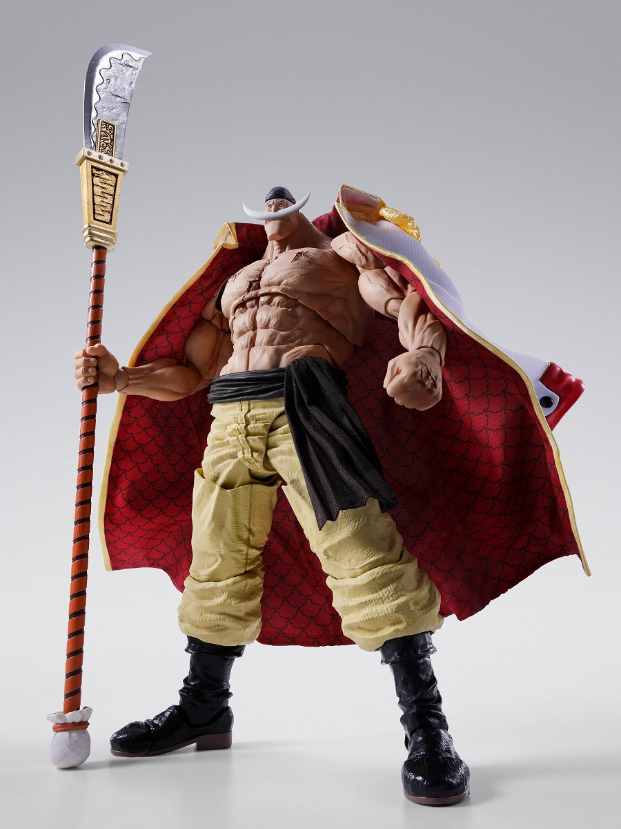 <p><strong>PRE-ORDER: Expected to ship in July of 2027.</strong></p>

<p>The strongest man in the world arrives! Bandai Tamashii Nations brings Edward Newgate, better known as Whitebeard, to the S.H.Figuarts line as he appeared during the Summit War of Marineford in the ONE PIECE anime.</p>

<p>Whitebeard comes with a fabric coat with an internal wire for dynamic posing, plus effect hands that recreate the earth-shaking power of the Gura Gura no Mi. Set includes the main figure, 5 interchangeable faces, 4 p