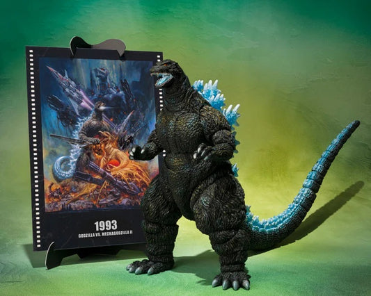 PRE-ORDER: Expected to ship in March of 2027.

Godzilla (Godzilla VS Mechagodzilla Poster Coloring Ver.) is released as part of the "Movie Graphic Plus" series, which includes poster art as a set. 

From the 1993 film 'Godzilla vs. Mechagodzilla,' the Godzilla depicted on the poster from that time has been recreated by S.H.MonsterArts. Yuji Sakai, a leading expert in Godzilla modeling, produced the sculpture through prototype, coloring, and modeling. 

Godzilla's entire body is colored to evoke the colors d