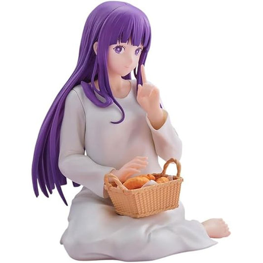 Introducing the Yumemirize Fern (Nap version) figure from Sega, inspired by the hit Frieren: Beyond Journey's End anime series! This figure showcases Fern in relaxed white attire, seated with a basket, as she tenderly watches her companion nap. Elevate your Frieren collection with this charming addition! Approximately 3.94 inches (10cm).