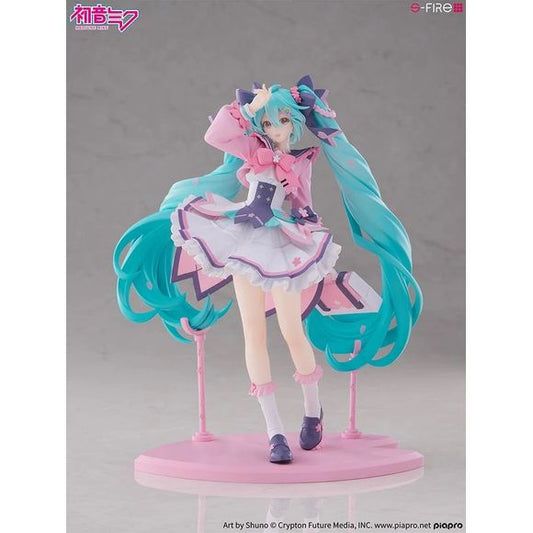 <p><strong>PRE-ORDER: Expected to ship in October of 2027.</strong></p>

<p>Celebrate the beginning of a new season with the <strong>Hatsune Miku New School Term Figure</strong> from S-FIRE!</p>

<p>Based on <strong>Shuno's grand prize-winning design</strong> from the Hatsune Miku New School Term costume design contest, this beautiful figure captures Miku in a bright spring-inspired outfit filled with delicate cherry blossom details.</p>

<p>Standing approximately <strong>9.06 inches (23 cm) tall</strong>,