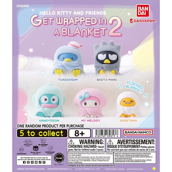 Hello Kitty and Friends Get Wrapped in a Blanket 2 Gashapon Figure – 1 Random

Cuddle up with your favorite Sanrio characters in the adorable Hello Kitty and Friends Get Wrapped in a Blanket 2 Gashapon collection from Bandai! Each figure features a beloved character bundled inside a soft, fuzzy blanket-inspired outfit, giving these classic Sanrio friends an irresistibly cozy look.

With flocked, velvet-like textures on select figures and charming sleepy designs, these mini collectibles are perfect for decor