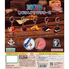 Bandai One Piece Hat Dangler Mascot Vol. 02 Keychain Capsule Collection features: Gashapon Station A, Gashapon Station B, Gashapon Station C, Sitting Large Red capsule, and 2 Small Sitting Capsules (Yellow & Green)

This contains one random figure in a gashapon ball.
