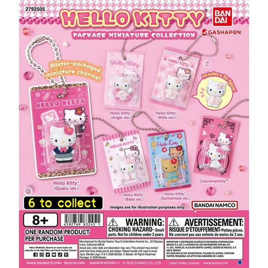 Add a cute retro touch to your collection with the Hello Kitty Package Miniature Collection from Bandai Gashapon!

This adorable assortment recreates classic-style Hello Kitty blister packaging in miniature form, with each design featuring a tiny 3D character figure sealed inside a decorative package-style charm. Each miniature also includes a ball chain, making it easy to attach to bags, keys, pouches, or display with your Sanrio collection. Includes 1 randomly selected miniature charm.

There are 6 design