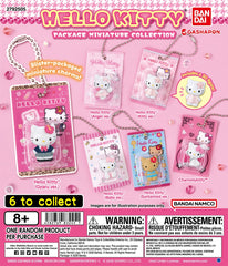 Add a cute retro touch to your collection with the Hello Kitty Package Miniature Collection from Bandai Gashapon!

This adorable assortment recreates classic-style Hello Kitty blister packaging in miniature form, with each design featuring a tiny 3D character figure sealed inside a decorative package-style charm. Each miniature also includes a ball chain, making it easy to attach to bags, keys, pouches, or display with your Sanrio collection. Includes 1 randomly selected miniature charm.

There are 6 design
