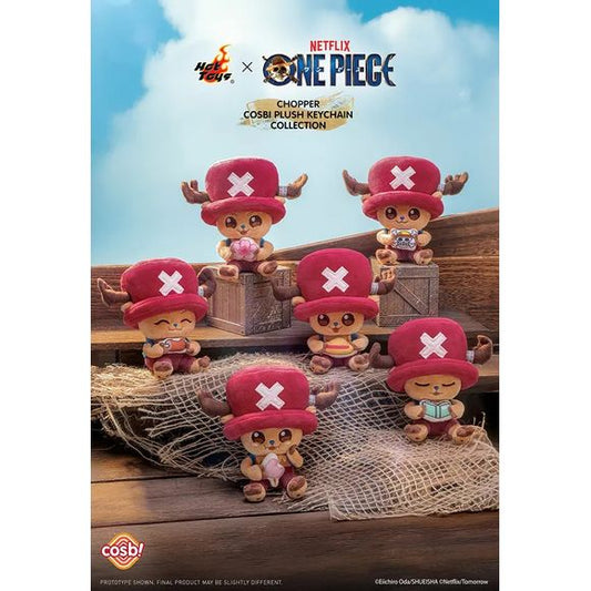 Set sail with the adorable Tony Tony Chopper in this Hot Toys x Netflix One Piece Cosbi Plush Keychain Collection! Inspired by the hit Netflix live-action adaptation of One Piece, this charming collectible series features Chopper in a variety of cute poses and themed outfits, reimagined as soft plush-style mini keychains.

Each design captures Chopper’s lovable personality with detailed embroidery, soft textures, and expressive styling that fans of the Straw Hat crew will instantly recognize. Compact and ea
