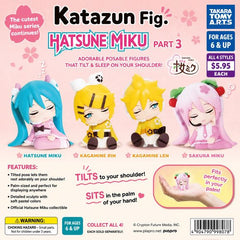 Take your favorite Vocaloid characters everywhere you go with the Hatsune Miku Shoulder Zzz Figure Collection Part 3! This adorable series features Hatsune Miku, Kagamine Rin, Kagamine Len, and Sakura Miku in cute sleepy poses designed to rest comfortably on your shoulder, desk, shelf, or display space.

Each figure captures a peaceful, relaxing moment with charming expressions, detailed sculpting, and soft pastel colors inspired by traditional Japanese and sakura-themed designs. Compact and display-friendl