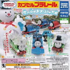 All aboard for a snowy adventure with the Thomas & Friends Capsule Plarail Snow Adventure Series! This fun collection features Thomas and friends in a winter-themed setting, complete with snow-covered designs, special character variations, and connectable track pieces.

Each capsule includes a mini train or character along with track parts, allowing you to build and expand your own miniature railway. Some designs feature unique winter elements like snowplows or snowman-themed characters, adding extra charm