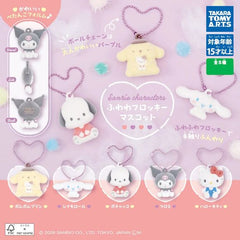 Add a soft and fluffy touch to your collection with the Sanrio Characters Fuwafuwa Flocky Mascot series from Takara Tomy A.R.T.S! These adorable capsule mascot keychains feature your favorite Sanrio characters in a cute chibi style with a fuzzy flocked texture that feels soft to the touch.

The lineup includes Hello Kitty, Kuromi, Cinnamoroll, Pochacco, and Pompompurin, each paired with a pastel-colored heart-shaped ball chain for an extra kawaii look. Compact and lightweight, these mascots are perfect for