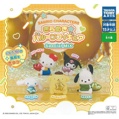 Add a touch of Sanrio charm to your collection with the Takara Tomy A.R.T.S. Sanrio Characters Sparkling Balloon Figure Special MIX Series! This adorable Japanese Gashapon collection features your favorite Sanrio friends hugging shimmering metallic balloon accessories in a variety of cute poses.

Each capsule contains one randomly selected figure from the collection, showcasing beloved characters including Hello Kitty, Kuromi, Cinnamoroll, Pompompurin, and Pochacco. The glossy balloon accents and compact di