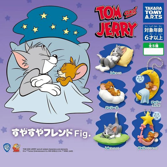 Drift off into cozy cuteness with the Tom and Jerry Sleeping Friends Mini Figure Collection! This adorable series features Tom and Jerry in peaceful, sleepy scenes, capturing a softer side of the classic duo.

Each figure showcases a relaxing pose—lounging on pillows, resting on clouds, or dozing under the stars—bringing a calm, dreamy vibe to the usually chaotic pair. Some designs even include a ball chain, making them perfect as display pieces or cute accessories for bags and keys.

Perfect for fans of To