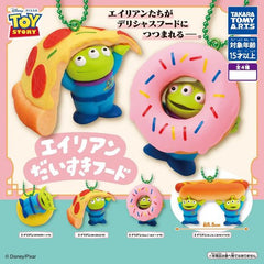 The Toy Story Aliens are back in an irresistibly cute food-themed Gashapon collection from Takara Tomy A.R.T.S! This adorable capsule mascot series features the beloved Pizza Planet Aliens combined with delicious snack designs like pizza, donuts, hot dogs, and more.

Each figure includes a ball chain attachment, making them perfect for decorating bags, backpacks, keys, or displaying with your Toy Story collection. With colorful designs and hilarious expressions, these mini mascots are a must-have for Disney