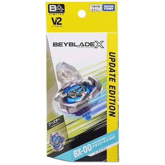 Add a special limited-edition release to your Beyblade X collection with the BX-00 Dran Sword 3-60F Version 2.0 from Takara Tomy! Released as a B4 Limited item, this updated Dran Sword features a striking silver, clear and blue color scheme that gives the iconic attack-type Beyblade a distinctive collectible appearance.

Dran Sword comes equipped with the 3-60 Ratchet and F (Flat) Bit, a fast and aggressive combination designed to take advantage of the Beyblade X Xtreme Line for hard-hitting attacks and hig