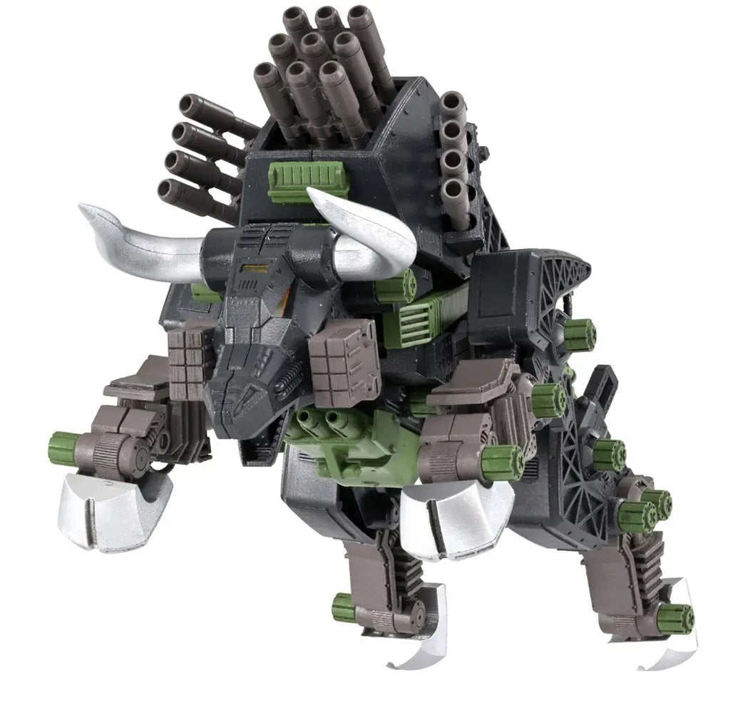 <p><strong>PRE-ORDER: Expected to ship in July 2027.</strong></p>
<p>From <em>Zoids</em> comes the Dibison Thoma Special as part of Takara Tomy's Realize Model series!</p>
<p>This 1/100 scale action plastic model kit recreates the heavily armed buffalo-type Dibison piloted by Thoma. Its cockpit hatch can open, and the included Thoma and standard soldier pilot figures can be seated inside.</p>
<p>The model features an impressive assortment of articulated weaponry, including the Twin Crusher Horn, four-barrel